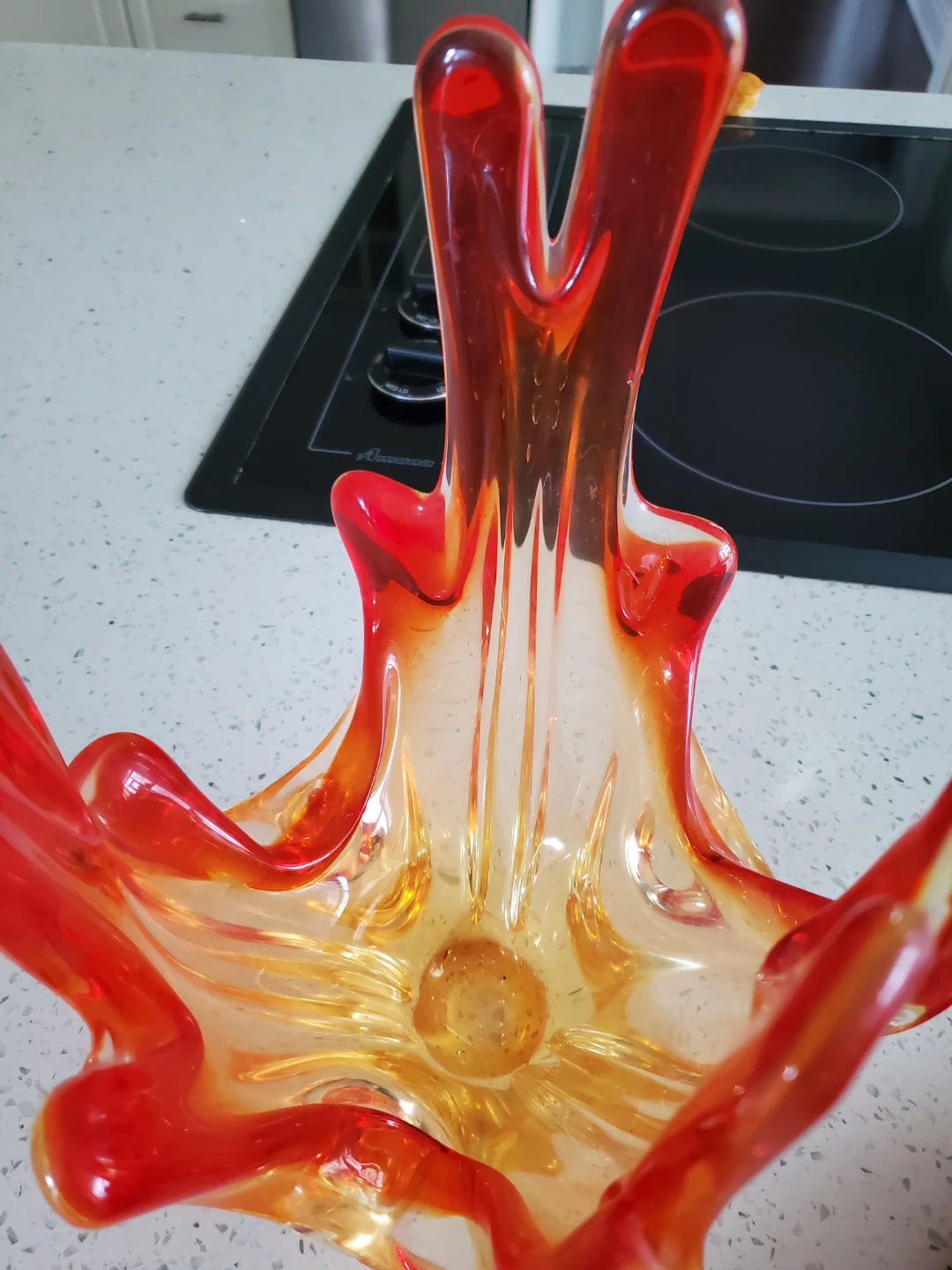 Blown Glass Art Vase - Red & Orange - photo 3