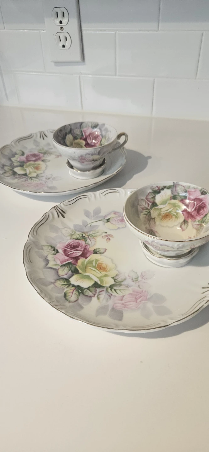 Vintage Porcelain Tea Cup and Saucer Set with Floral Design