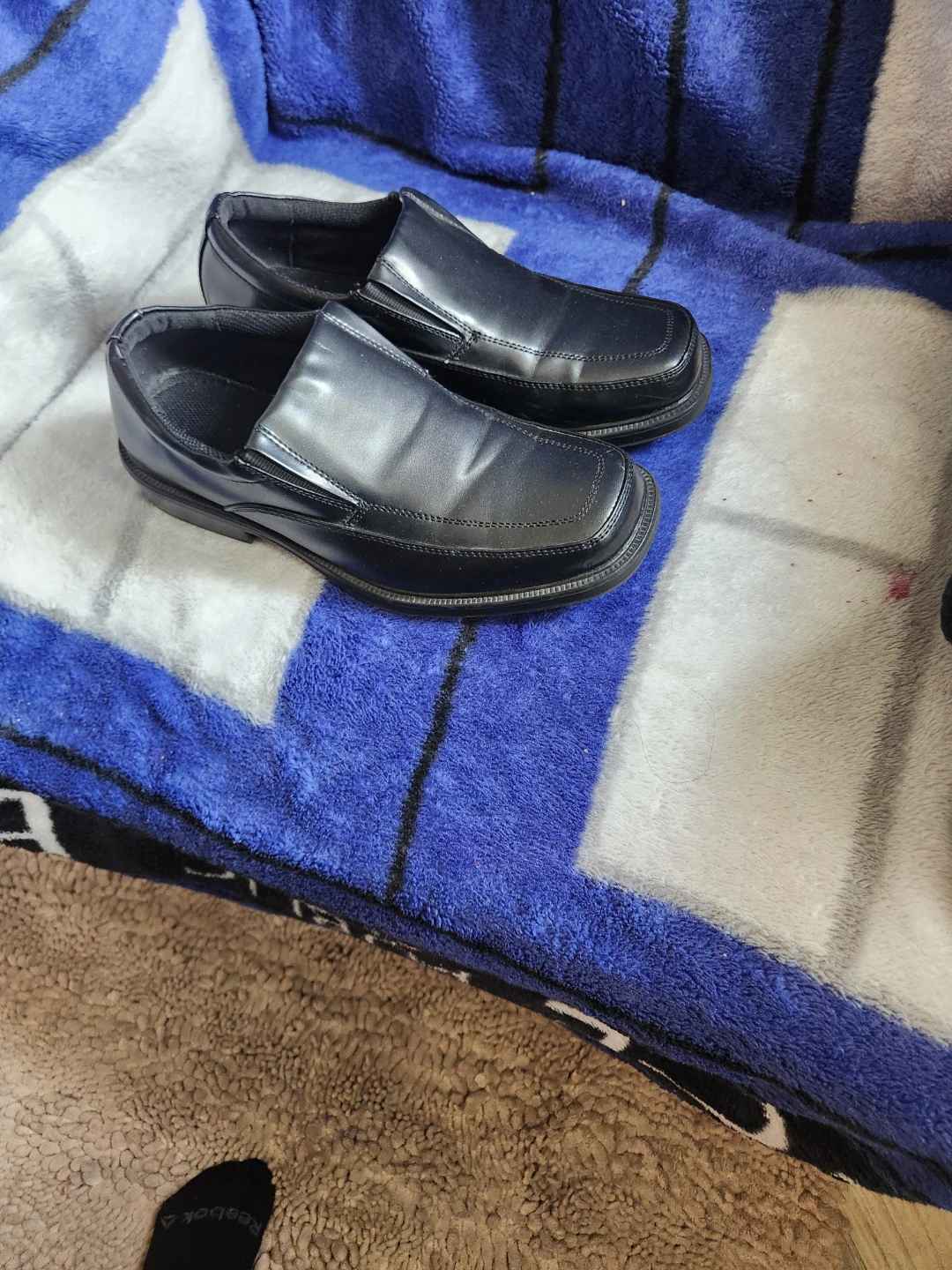 Black Faux Leather Slip-On Dress Shoes