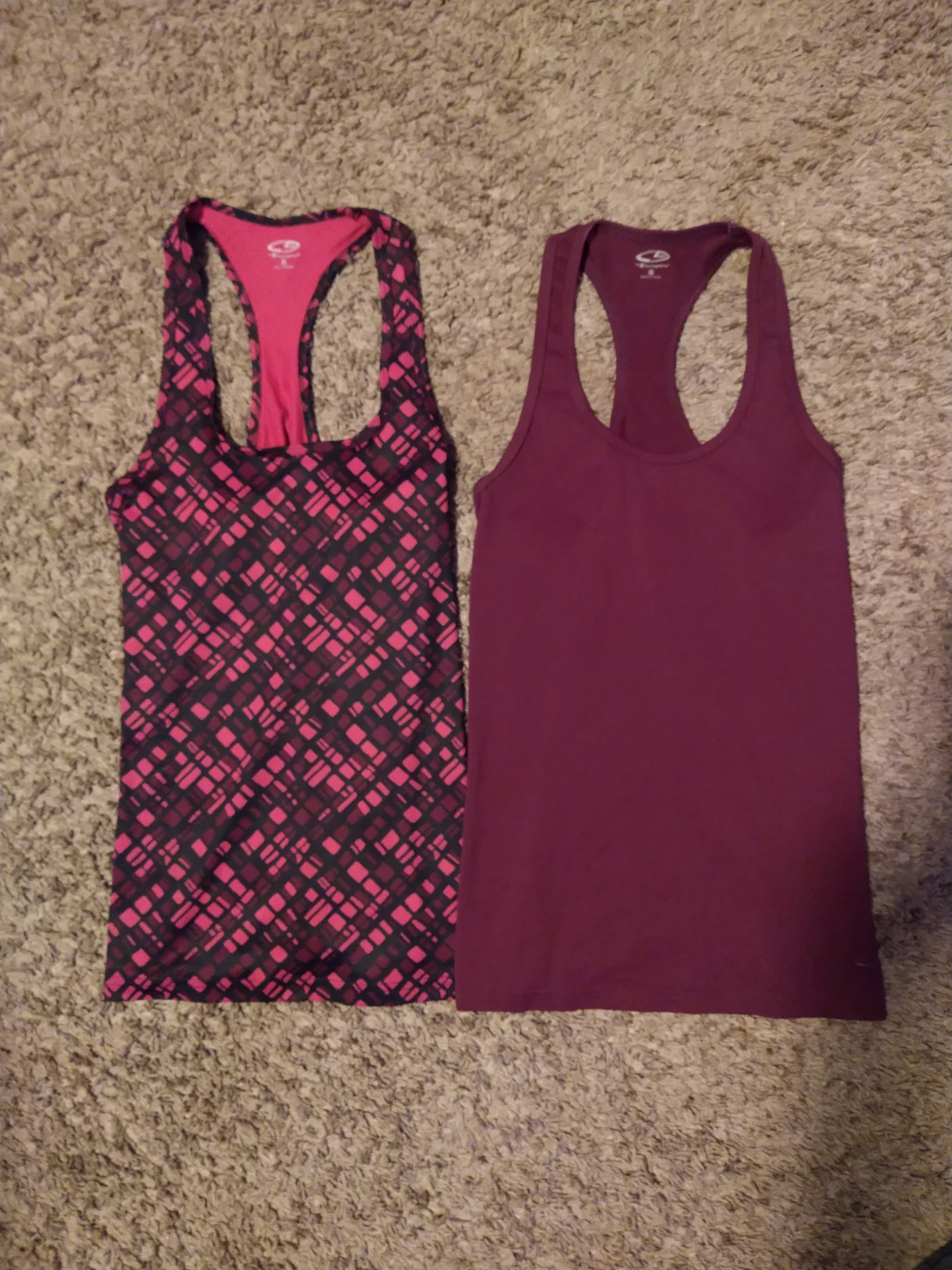 2 Champion Women's Racerback Tanks in Multi and Burgundy