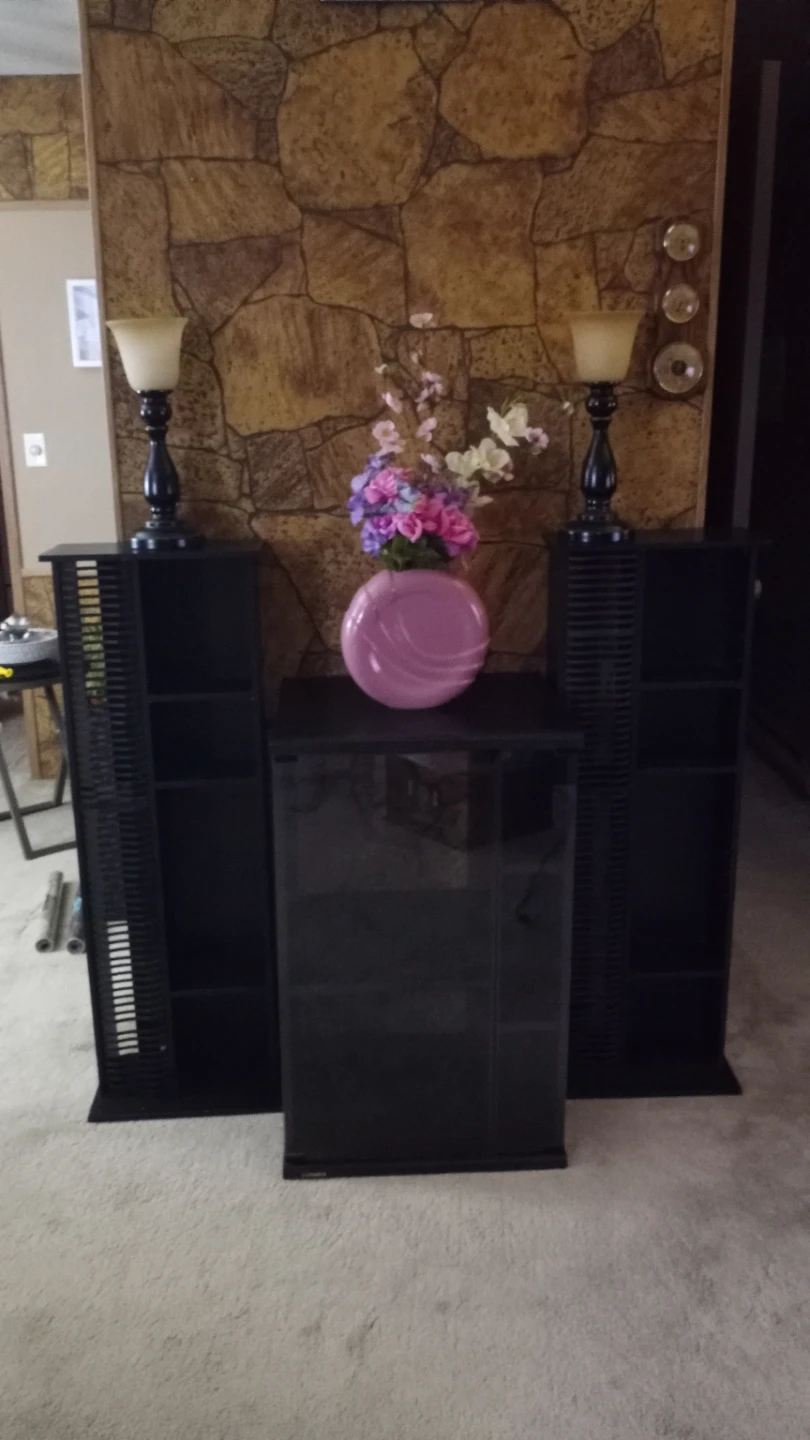 Black Entertainment Unit and Matching Side Shelves - photo 2
