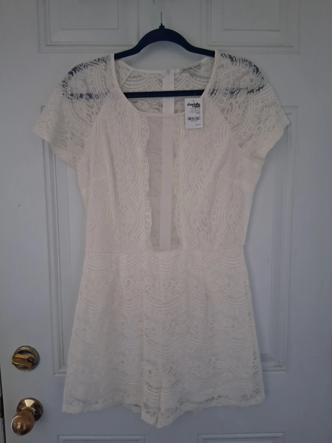 Charlotte Russe Ivory Lace Romper - Size L