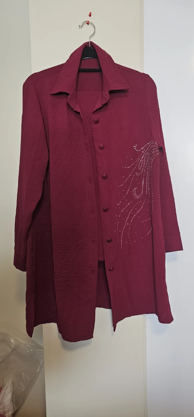 Maroon Rhinestone Detail Shirt