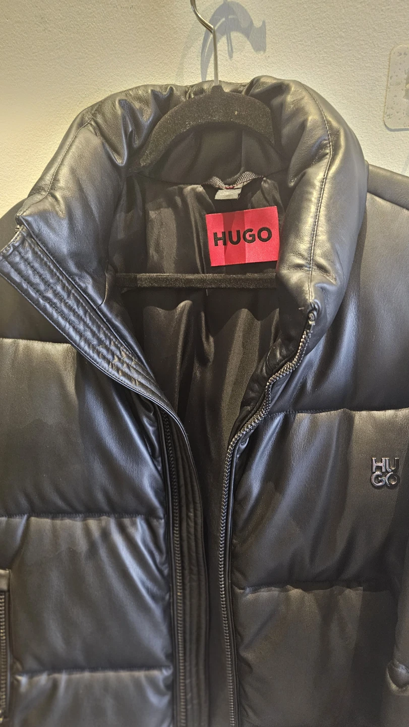 HUGO Black Faux Leather Puffer Jacket - photo 2