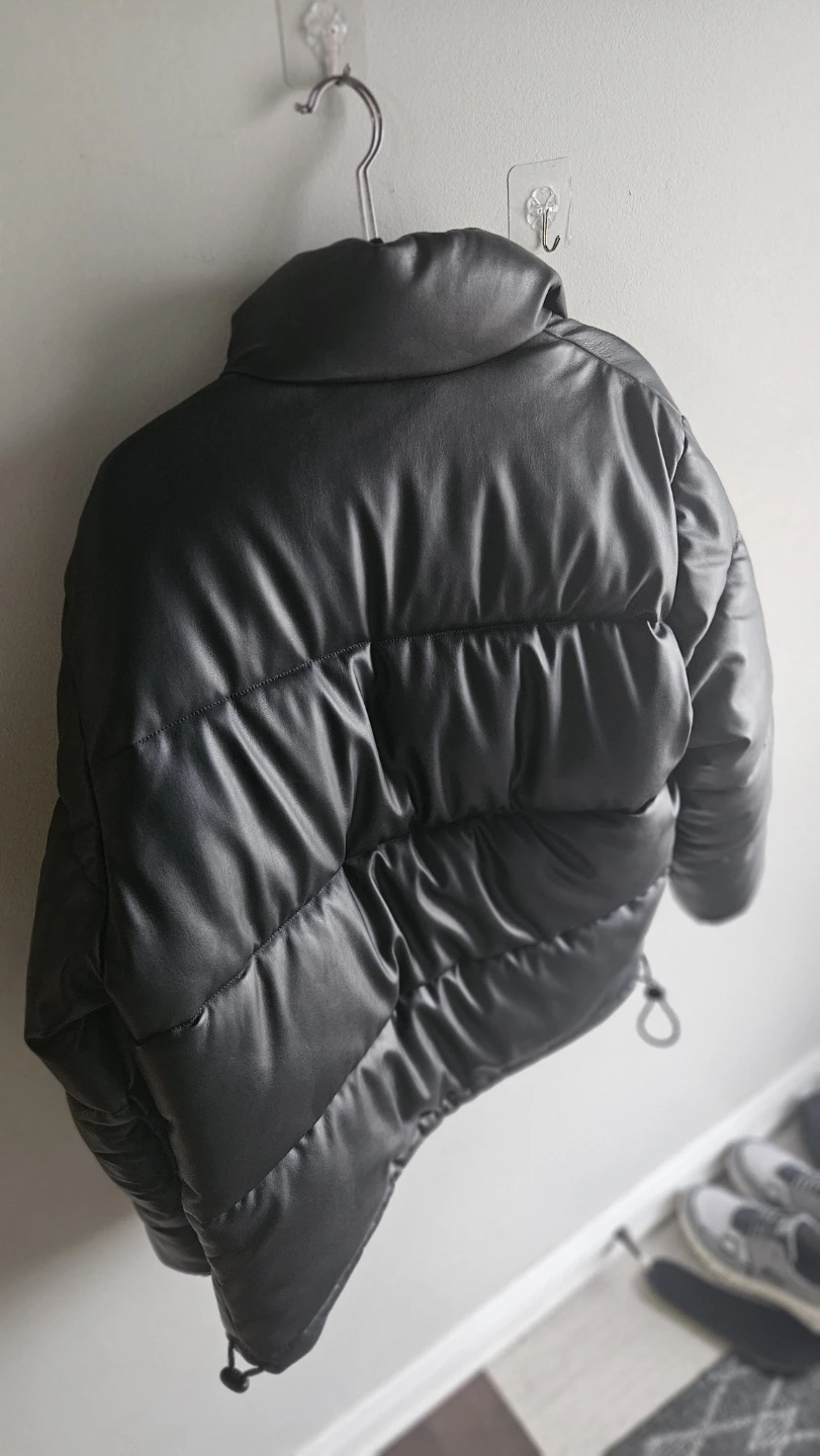HUGO Black Faux Leather Puffer Jacket - photo 3