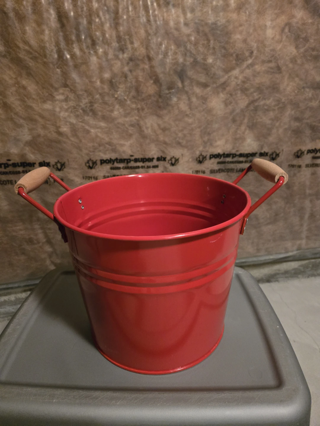 Red Metal Pail with Canadian Maple Leaf - photo 2