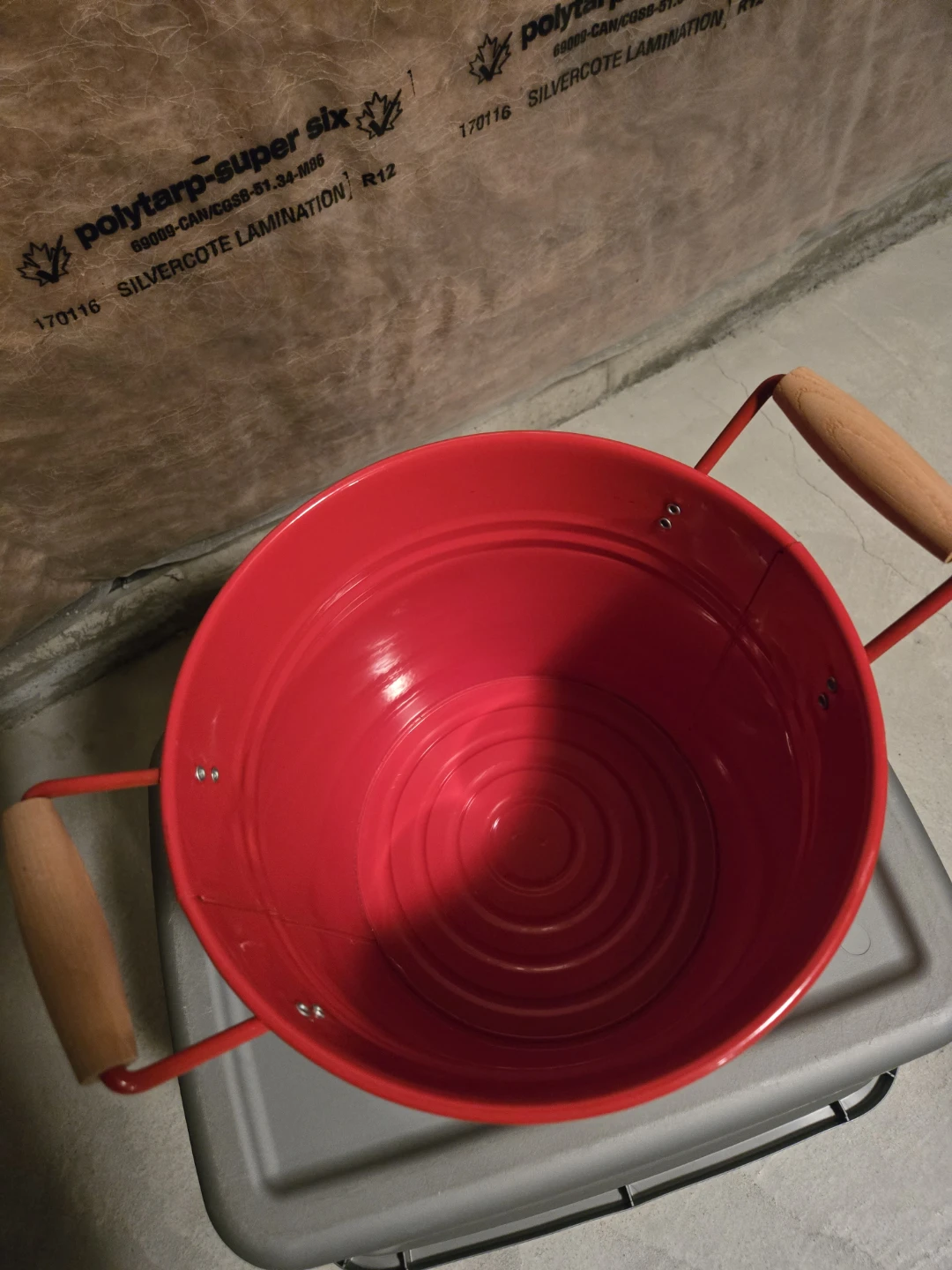 Red Metal Pail with Canadian Maple Leaf - photo 3