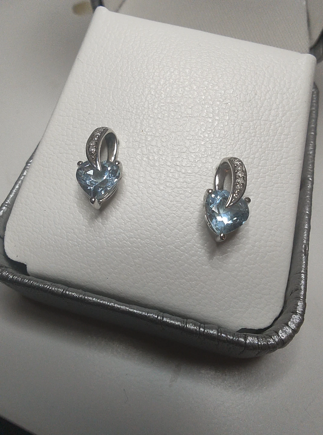 Heart Cut Aquamarine Sterling Silver Earrings - photo 2