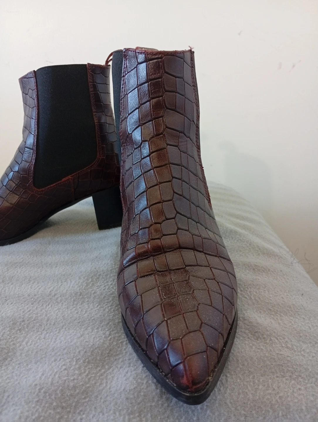 Brown Croc Embossed Chelsea Boots - Size 38 - photo 2