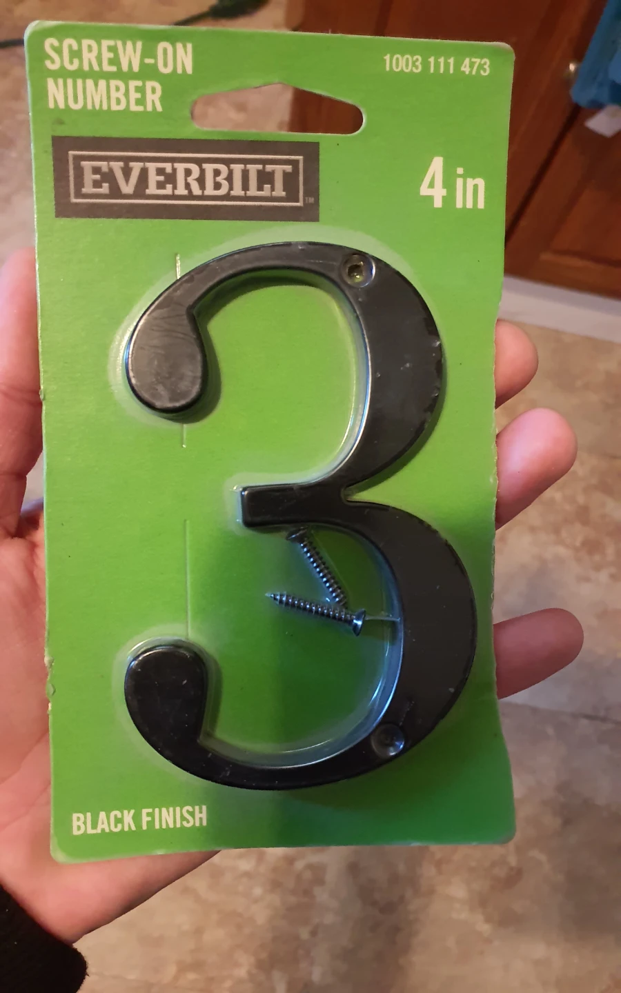 Everbilt 4 inch Screw-On Number 3 - Black Finish