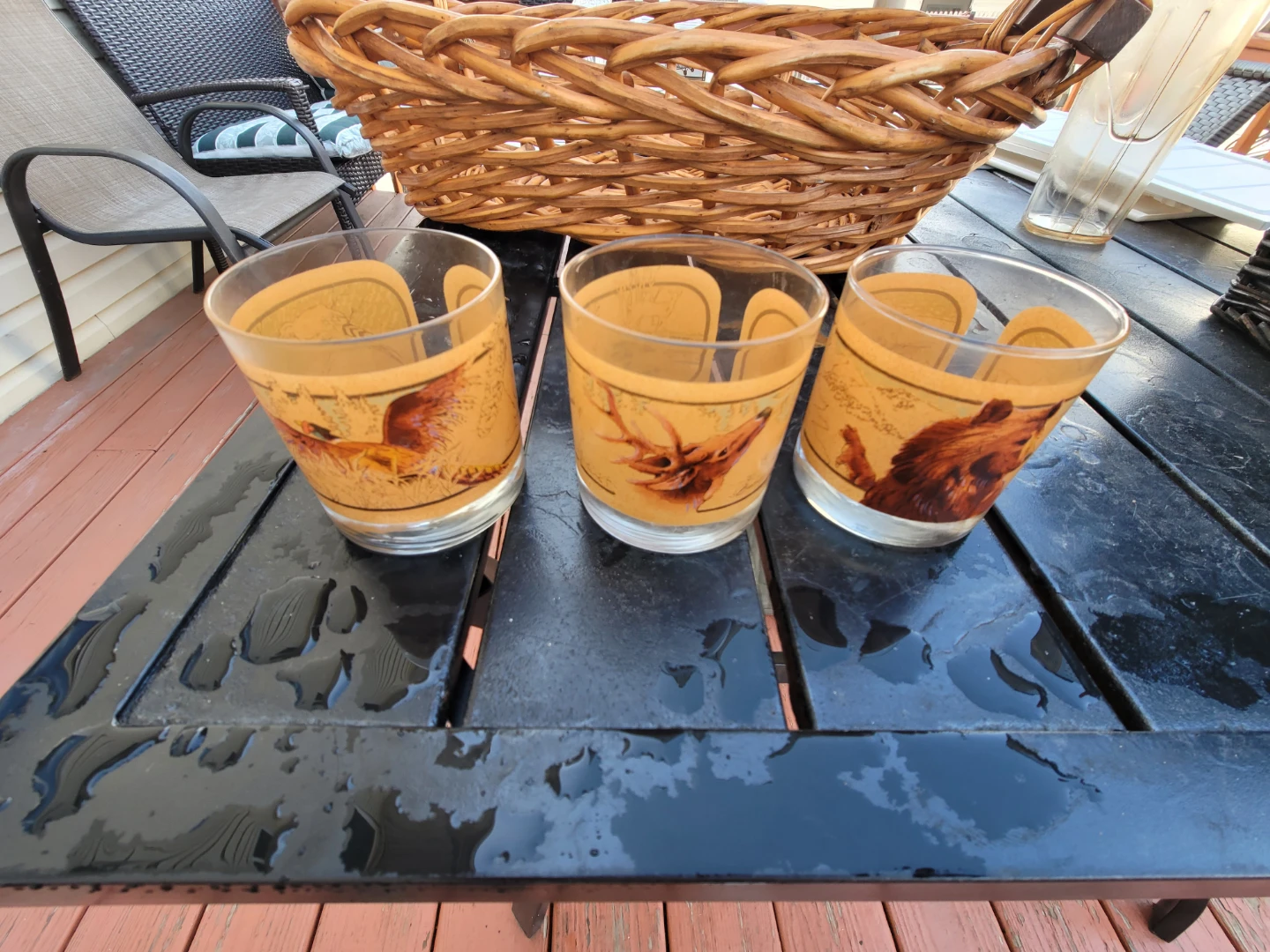 Set of 3 Vintage Hunting Scene Glasses