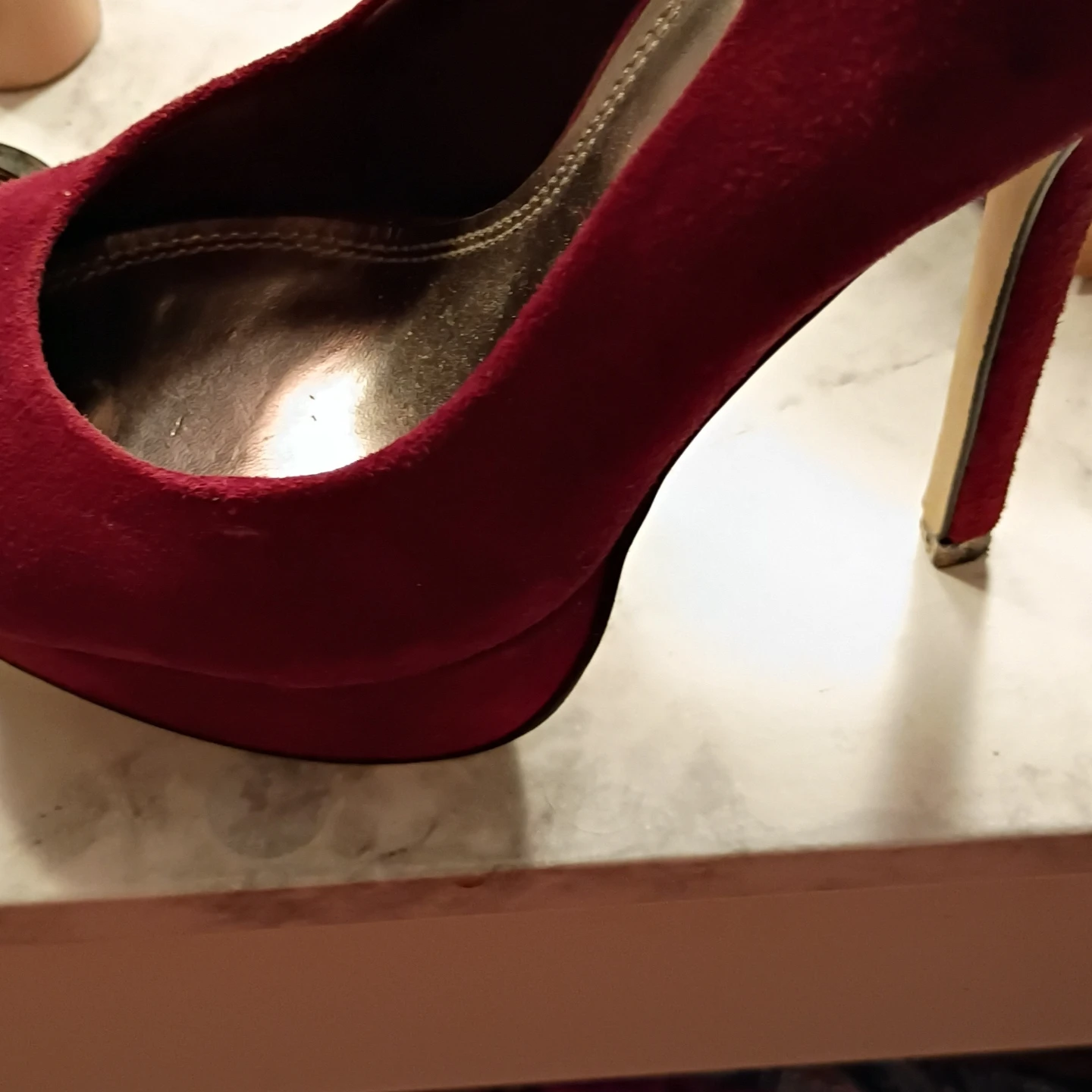 Bakers Red Suede Platform Heels - photo 2