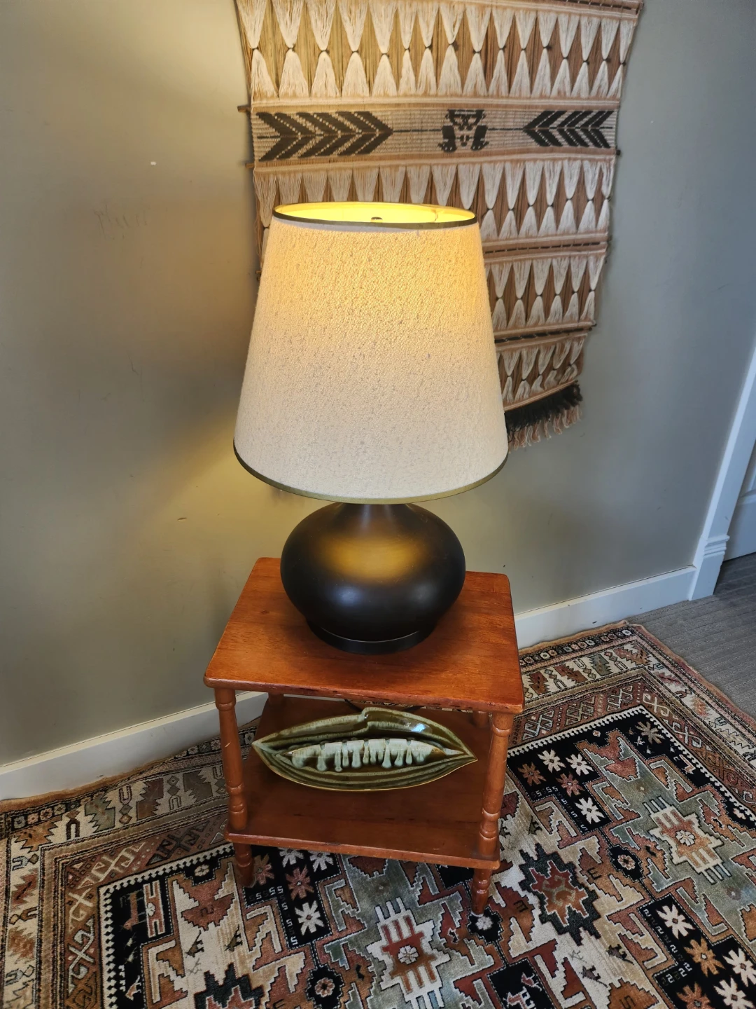 VINTAGE Dark Brown METAL GLOBE Table Lamp - photo 4