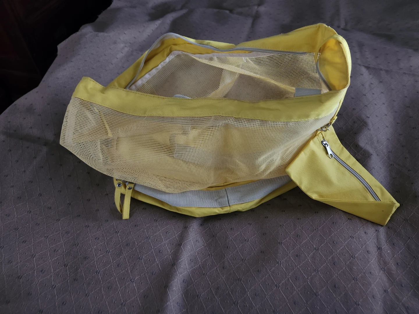 Yellow Mesh Laundry Bag with Zippered Pouch
