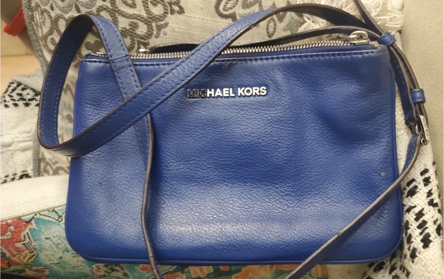 Michael Kors Blue Leather Crossbody Bag