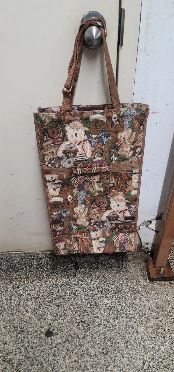 Tapestry Tote Bag with Wheels - Teddy Bear Print - photo 2