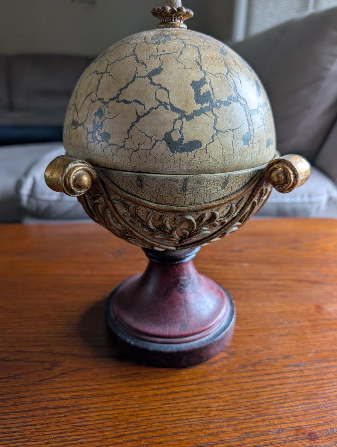 Decorative Cracked Globe Trinket Box