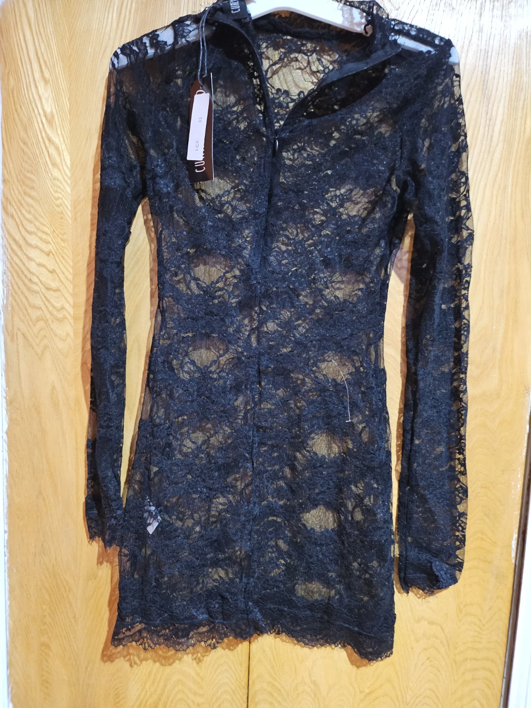 Current Mood Black Lace Mock Neck Long Sleeve Top