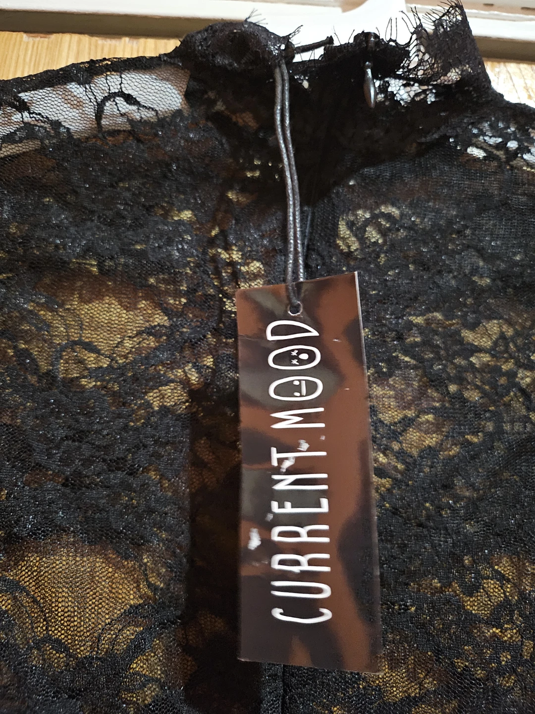 Current Mood Black Lace Mock Neck Long Sleeve Top - photo 4
