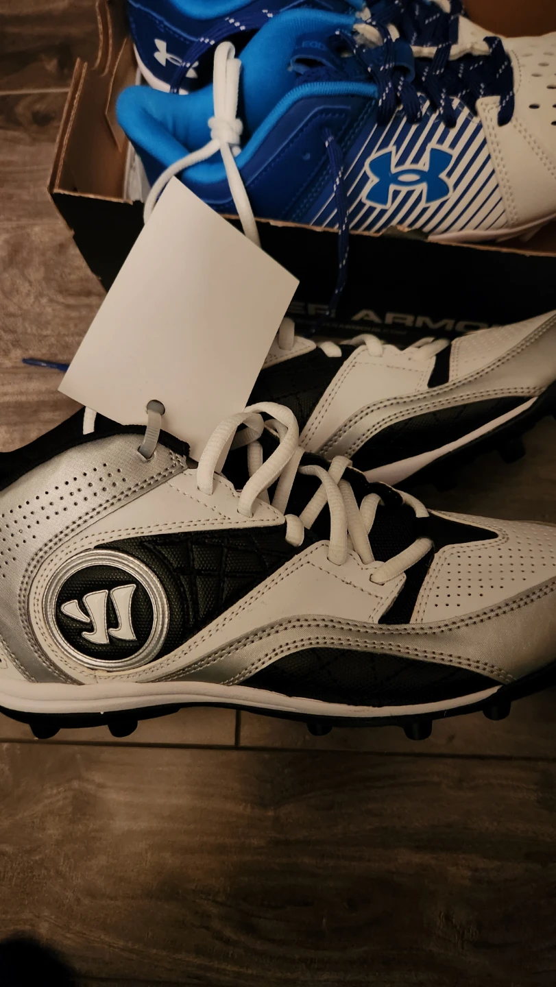 Under Armour Baseball Cleats White/Blue Youth Size 4 - photo 3