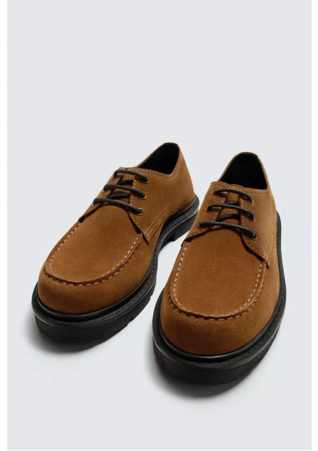 Zara Man Brown Suede Lace-up Derby Shoes