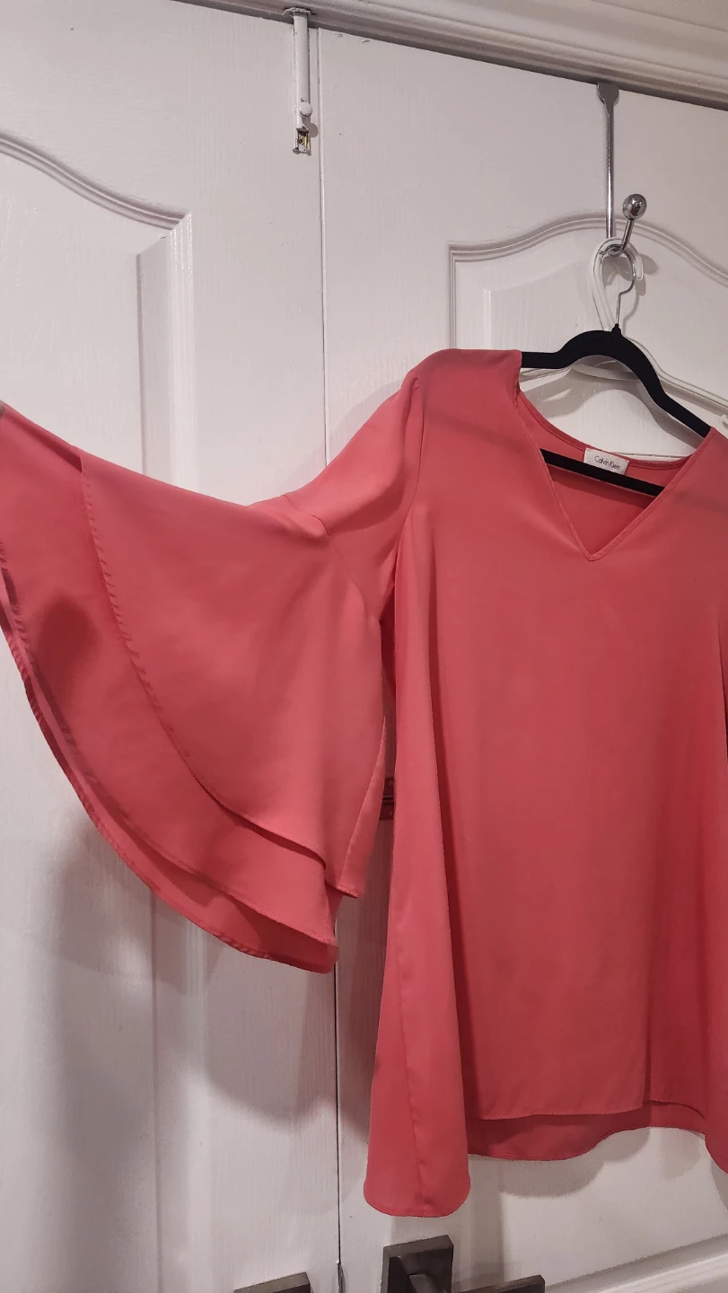 Calvin Klein Coral Bell Sleeve Blouse