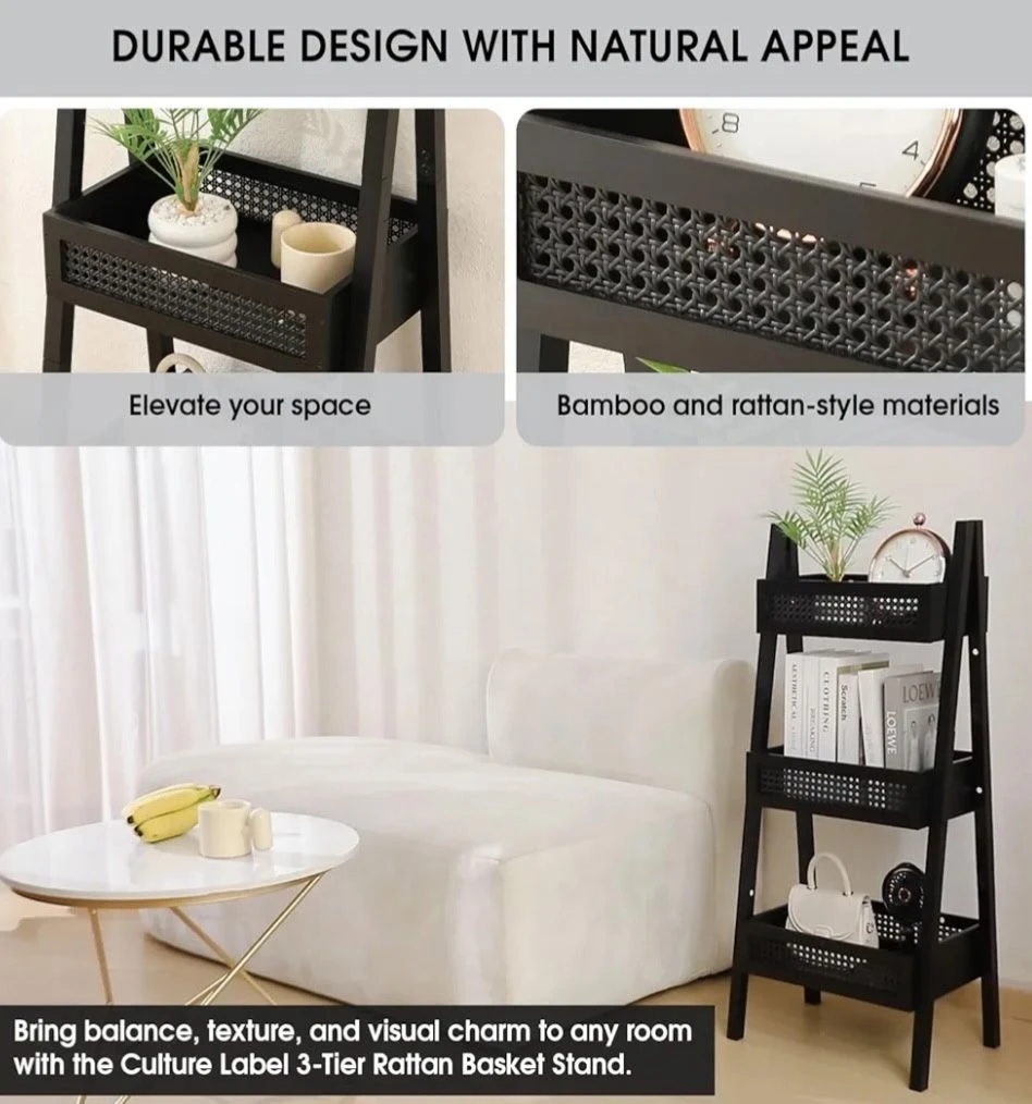 Culture Label 3-Tier Rattan Basket Stand - photo 3