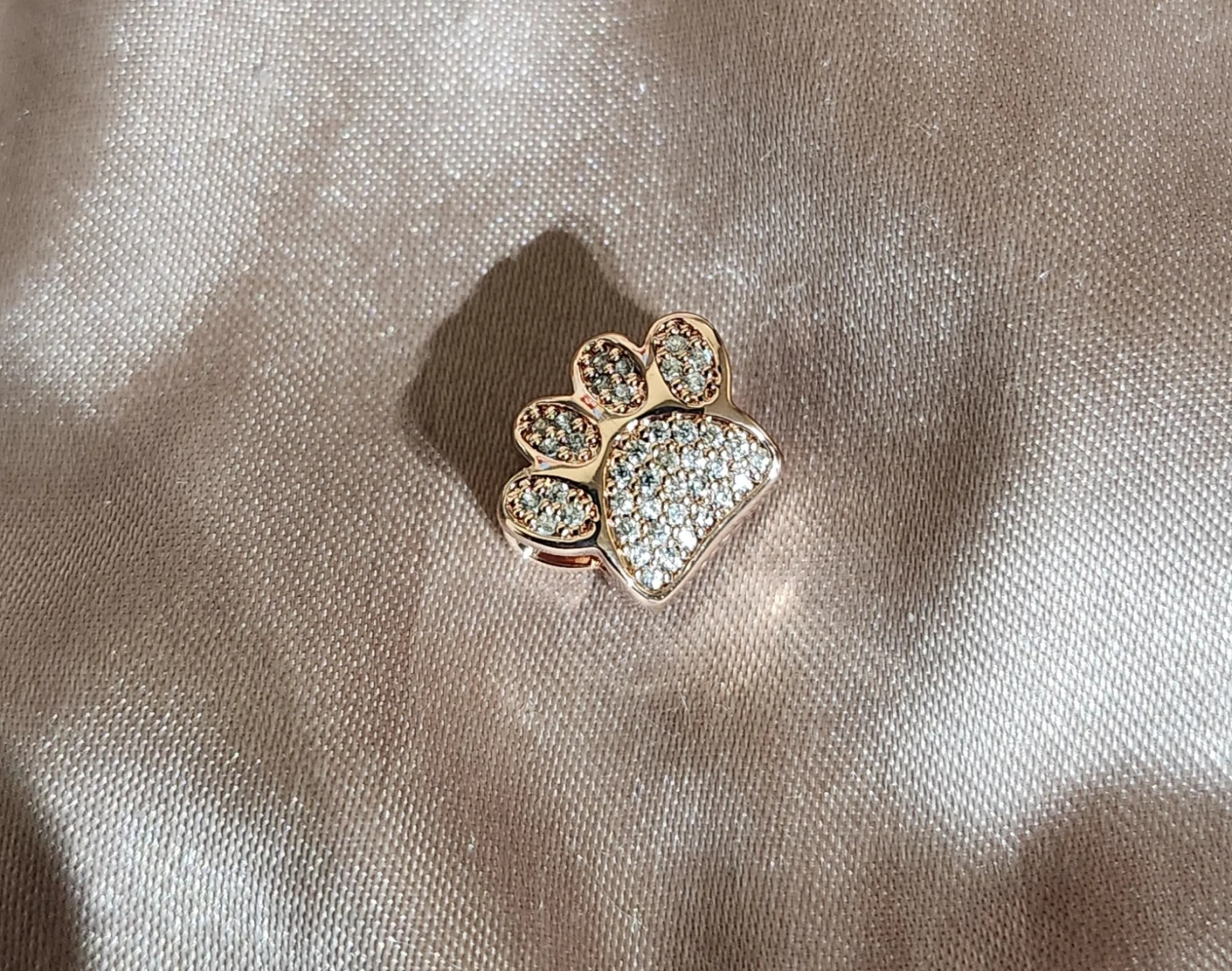 Rose Gold Paw Charm with Crystals - photo 2
