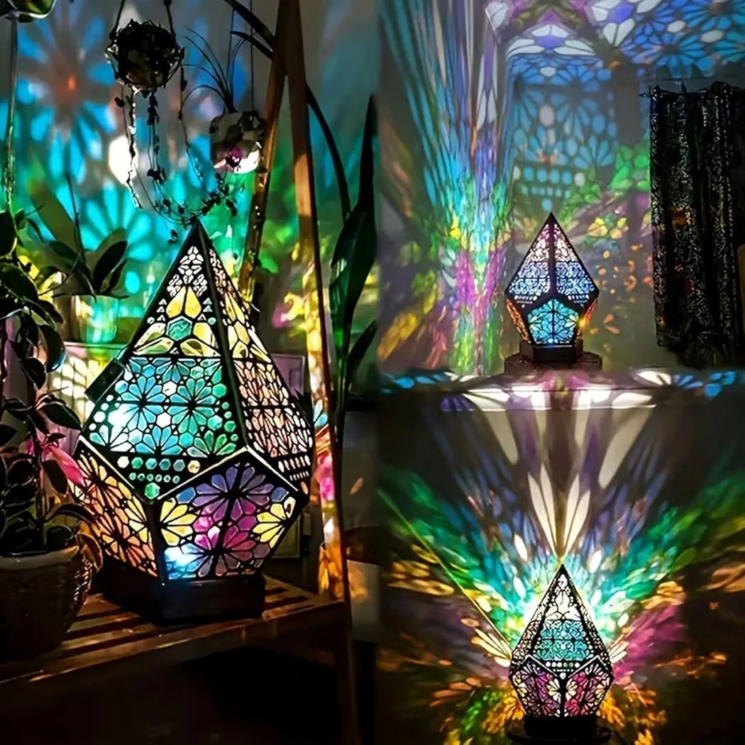 Bohemian Geometric LED Projection Lamp USB Colorful Night Light - photo 5