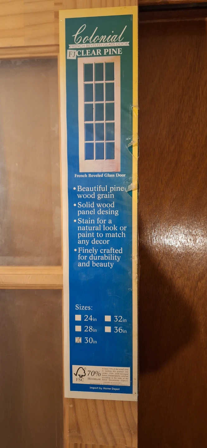 30 " Colonial French Bevelled Glass Door - Clear Pine - photo 3