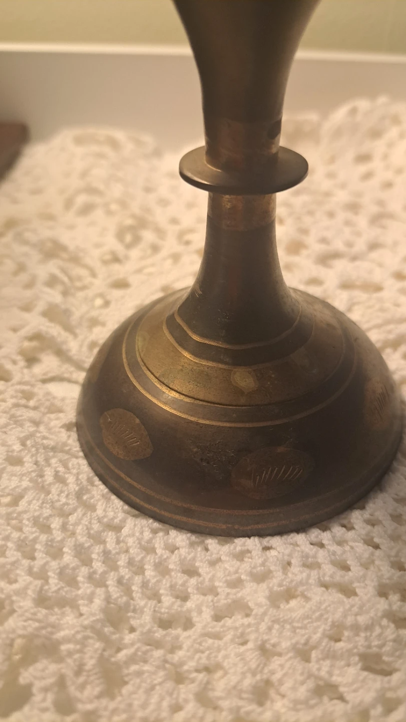 Brass Vase with Floral Etching - photo 4