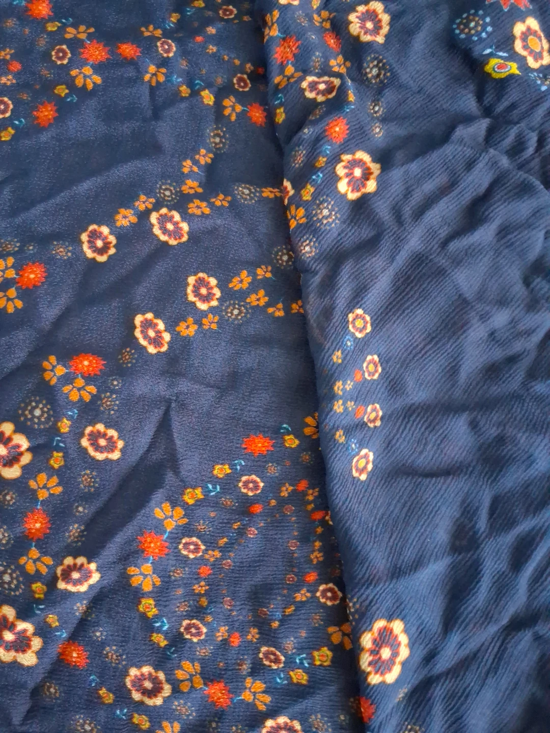 Ritu Kumar Navy Floral Scarf with Tassels - photo 3