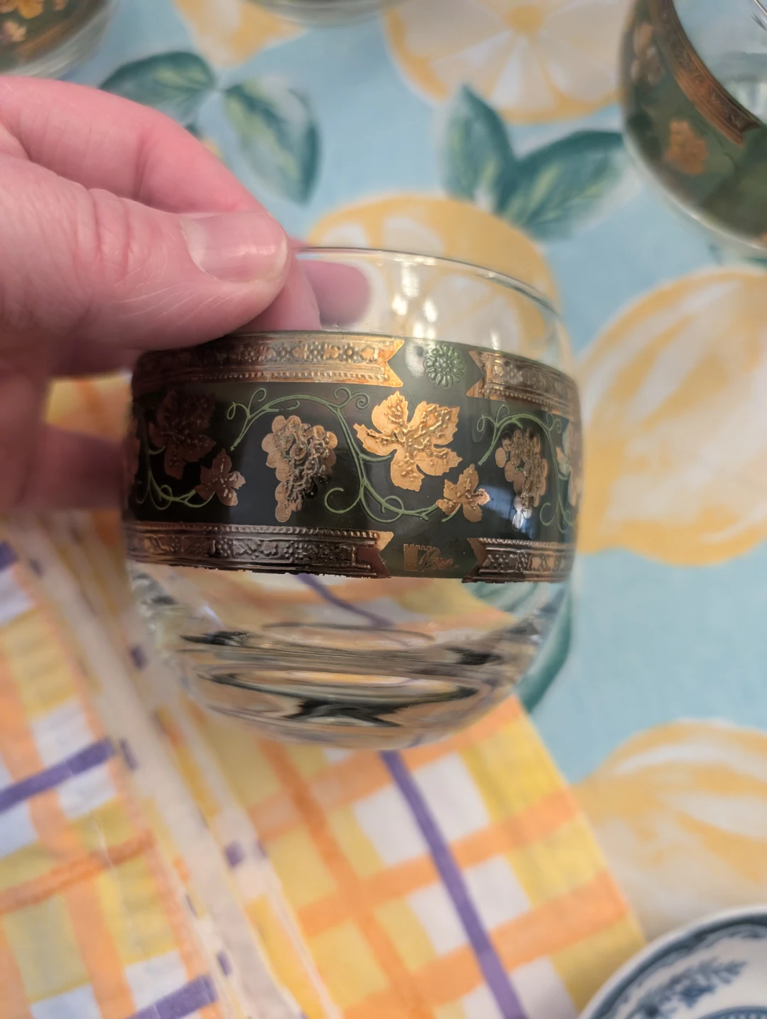 Set of 8 Vintage Glass Tumblers with Grapevine Design - photo 2