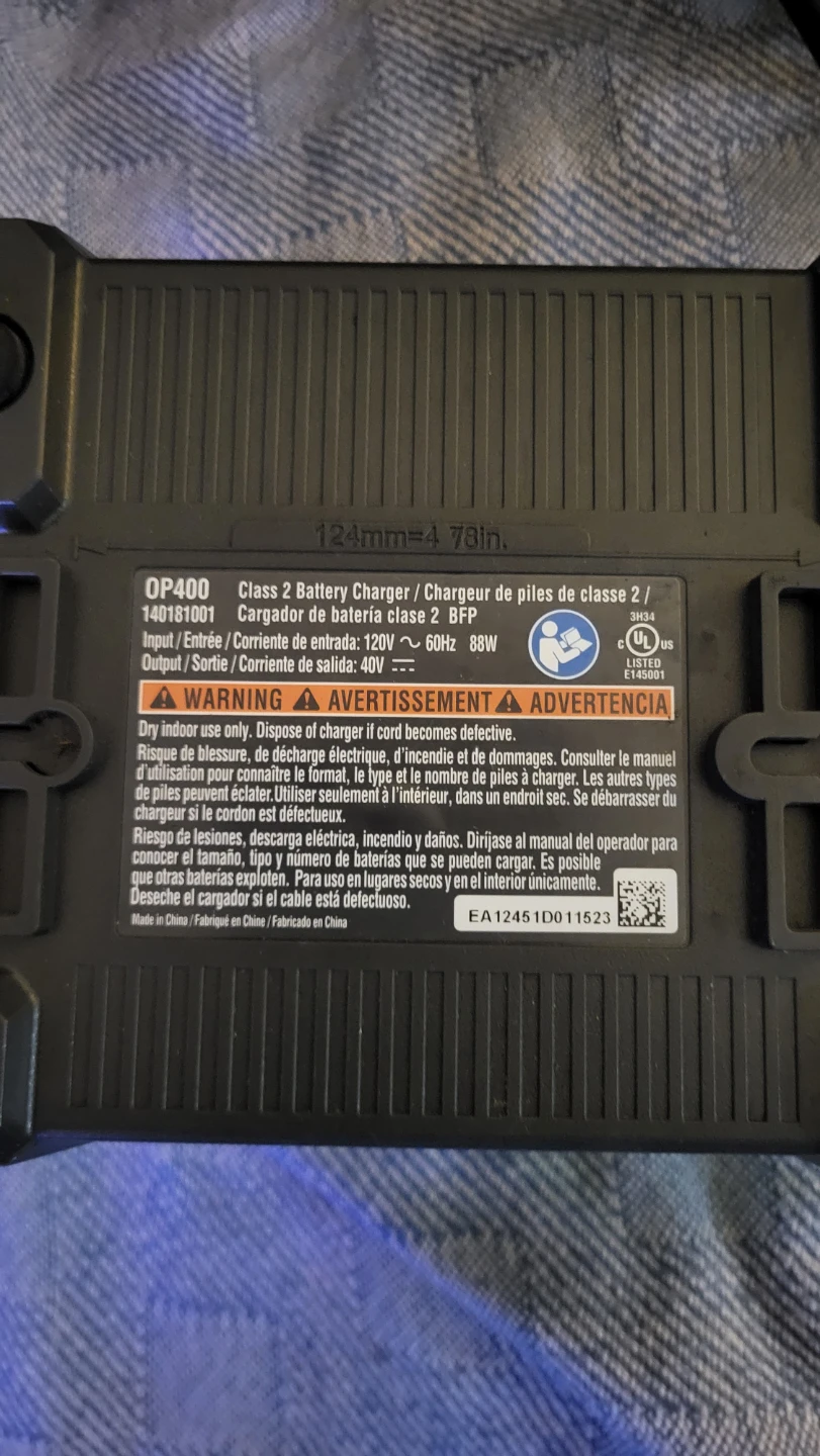 Ryobi OP400 40V Battery Charger - photo 2