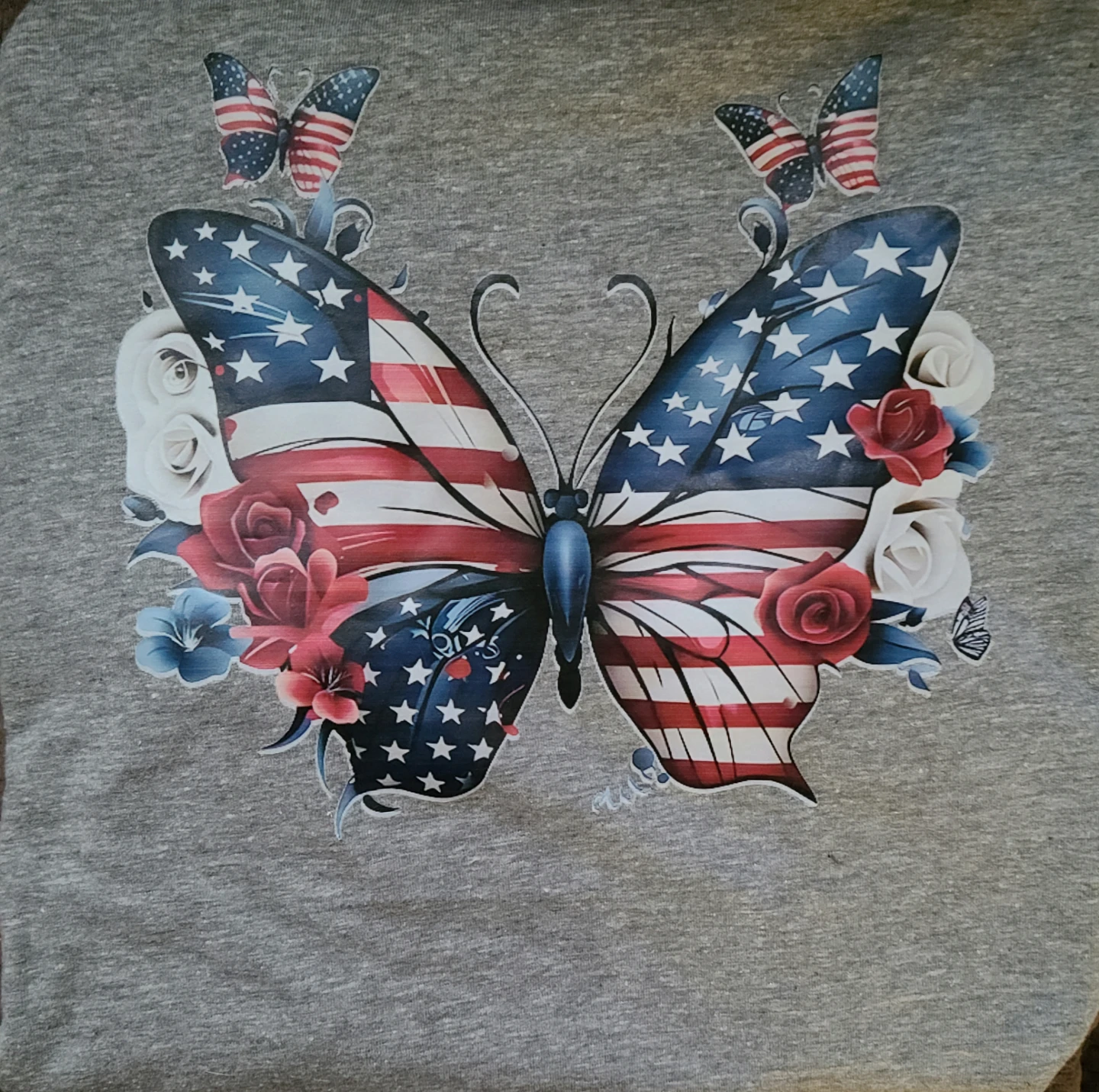 American Flag Butterfly Graphic T-Shirt