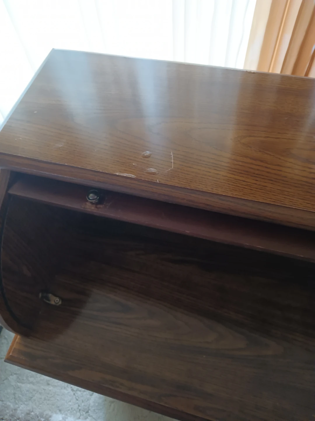 Vintage Oak Roll Top Desk with Drawers - photo 4