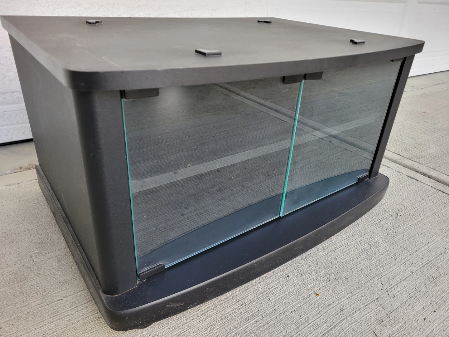 Black TV Stand with Glass Doors