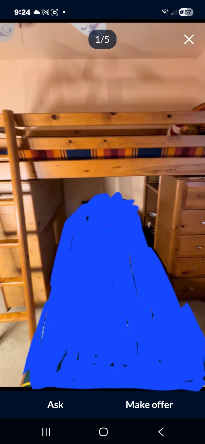 Wooden Twin Loft Bed with Desk and Drawers$200 - photo 5