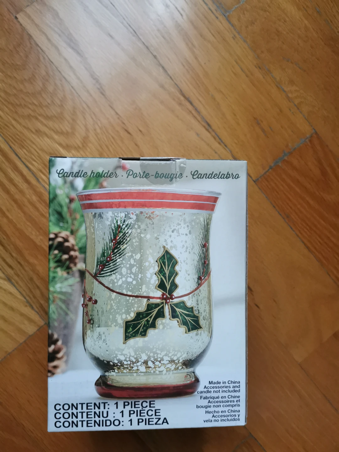 Festive Holly Candle Holder