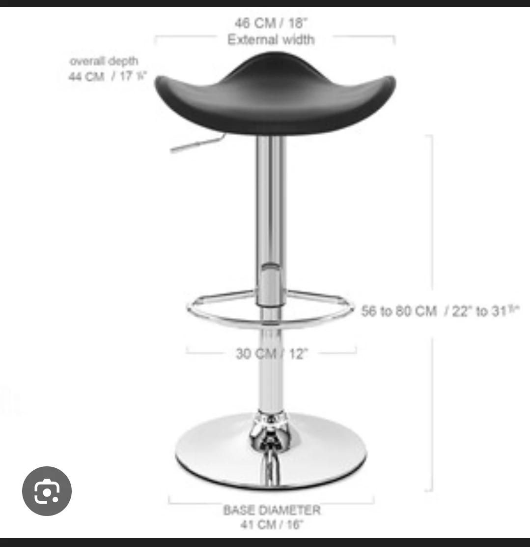 Set of 2 Black Adjustable Bar Stools - photo 2