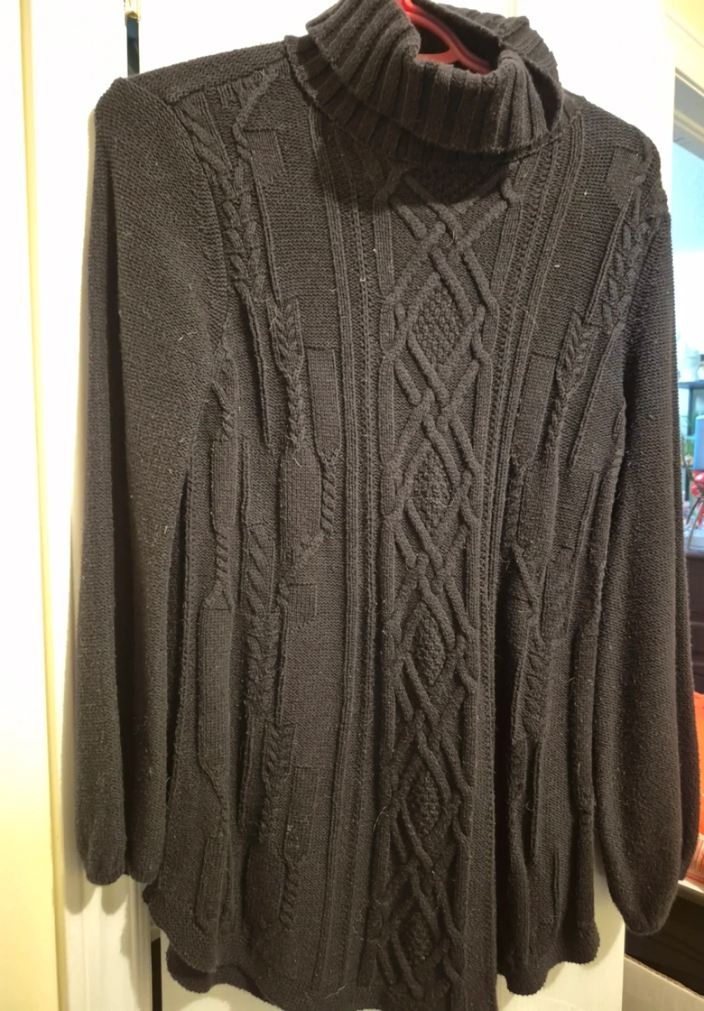 Style & Co Petite Black Cable Knit Turtleneck Sweater