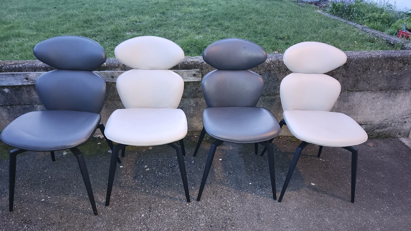 Set of 6 Modern Accent Swivel Chairs - Grey and White - photo 2