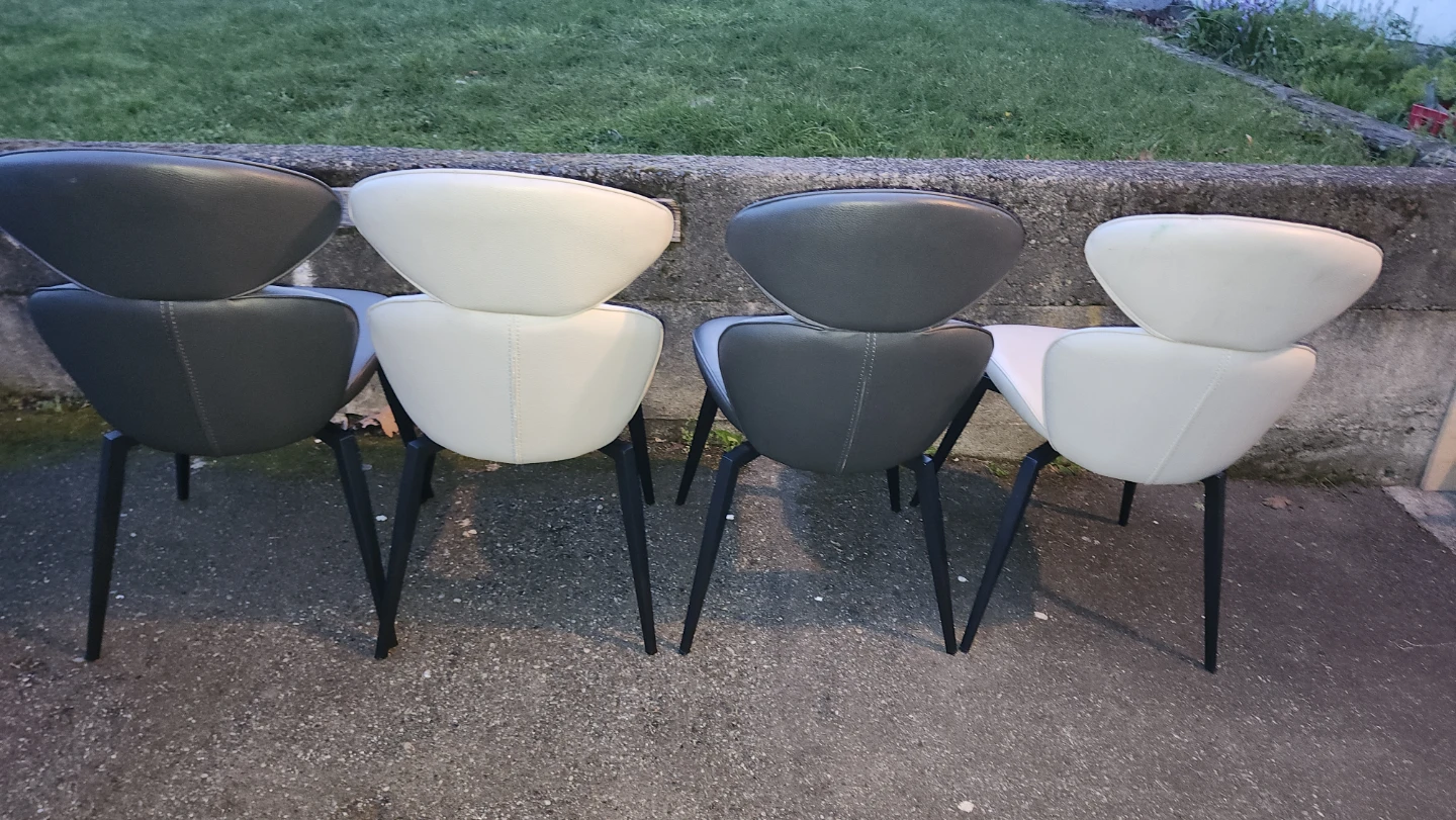 Set of 6 Modern Accent Swivel Chairs - Grey and White - photo 3