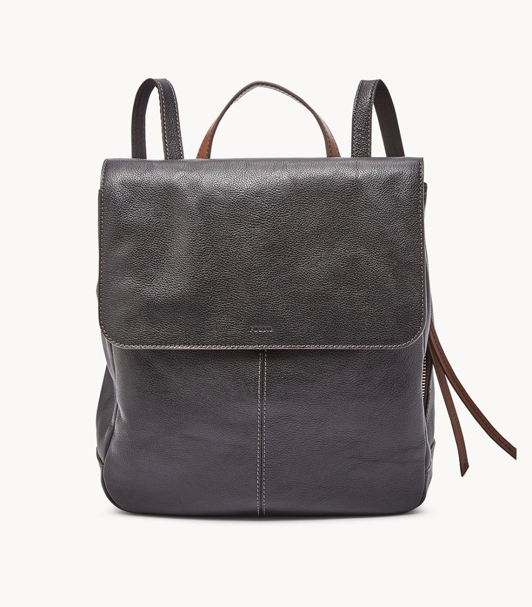 Fossil Claire Black Leather Backpack NEW