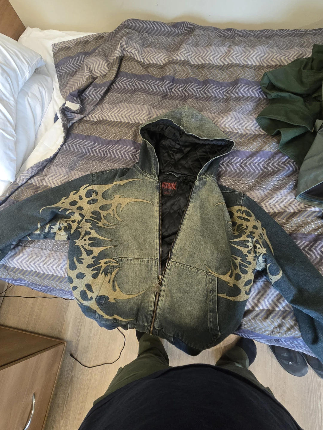 Blue wash Denim Jacket with hood, XL