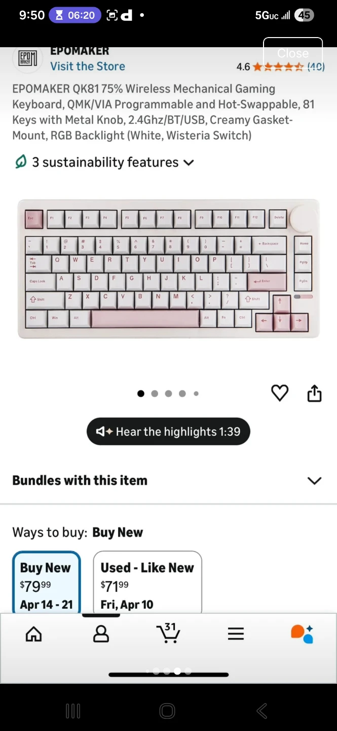 cute and creamy EPOMAKER QK81 Wireless Mechanical Keyboard - photo 5