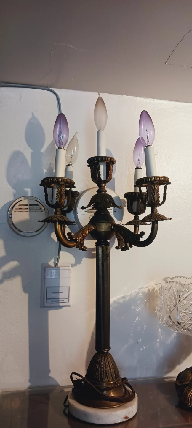Antique 1890s Bronze Neoclassical 5- Lights Candelabra. Works!!