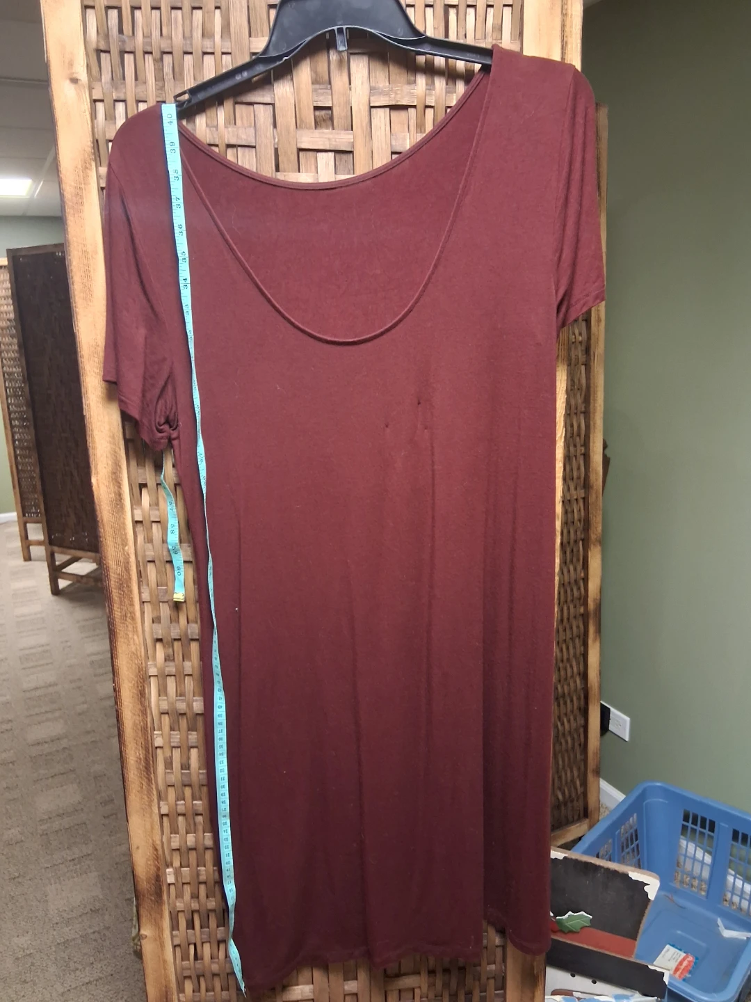 Maroon Scoop Neck T-Shirt dress - photo 2
