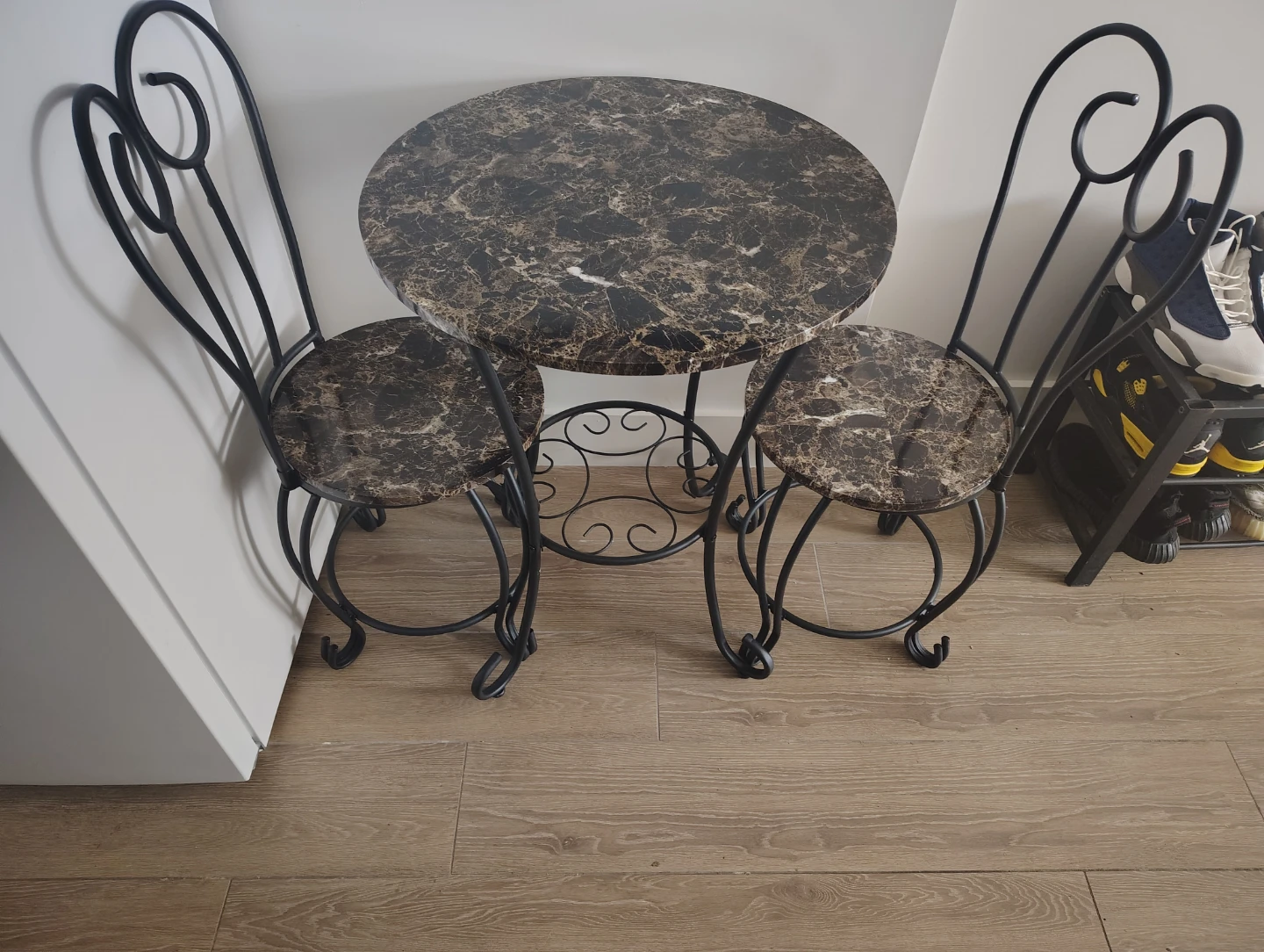 Marble Bistro Set with 2 Chairs