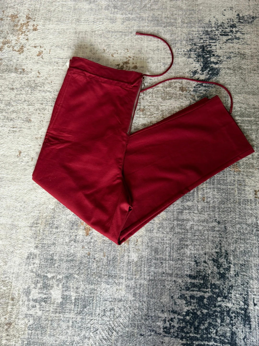 MNG Suit Red Wide Leg Pants with Zipper Detail